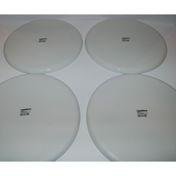 Lot of 4 Crate and Barrel Round Dinner Plates Mercer White Rippled Texture 11" - Picture 5 of 7